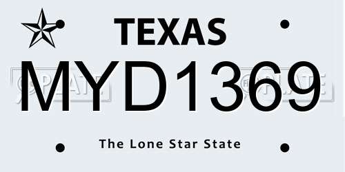 MYD1369 Texas License Plate