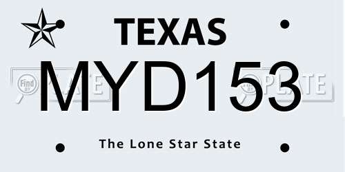 MYD153 Texas License Plate