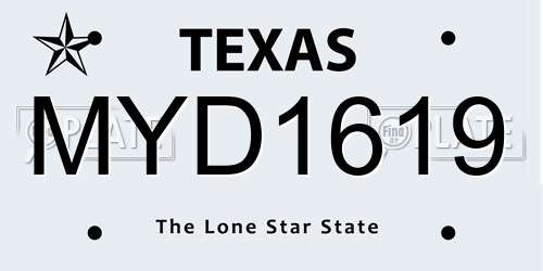 MYD1619 Texas License Plate