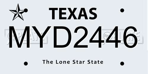 MYD2446 Texas License Plate