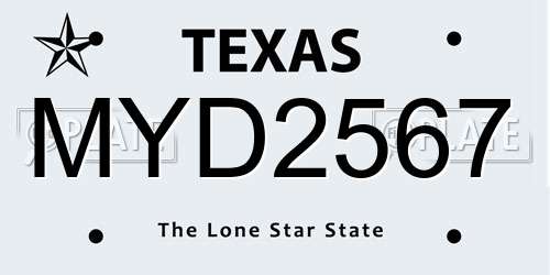 MYD2567 Texas License Plate