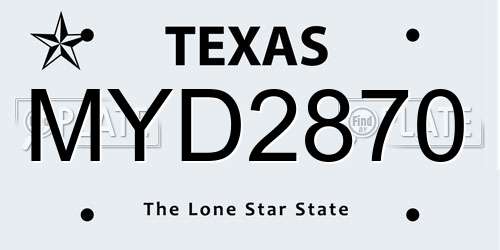 MYD2870 Texas License Plate