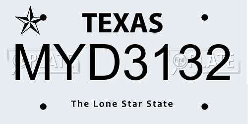 MYD3132 Texas License Plate
