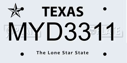 MYD3311 Texas License Plate
