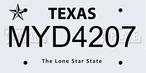 MYD4207 Texas License Plate