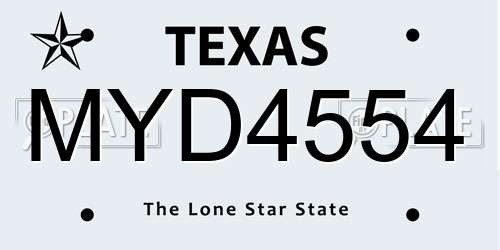 MYD4554 Texas License Plate