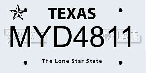 MYD4811 Texas License Plate