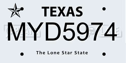 MYD5974 Texas License Plate
