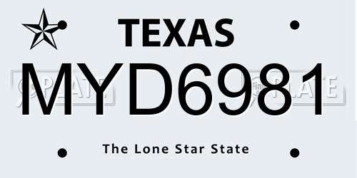MYD6981 Texas License Plate