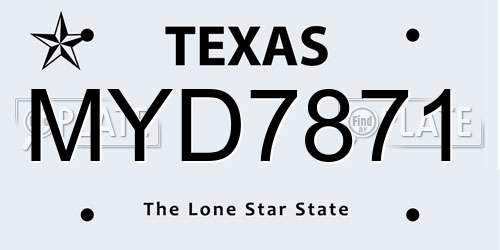MYD7871 Texas License Plate