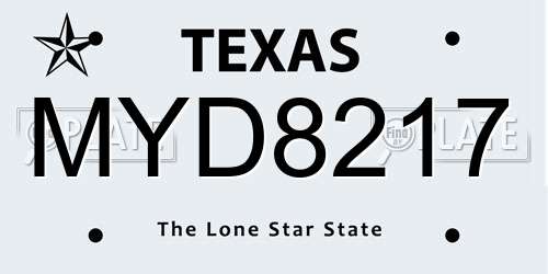 MYD8217 Texas License Plate