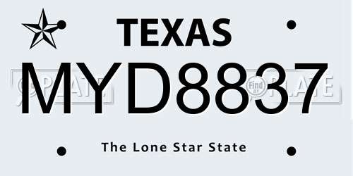 MYD8837 Texas License Plate