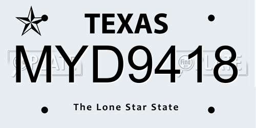 MYD9418 Texas License Plate