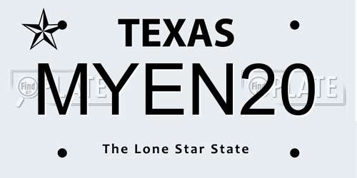 MYEN20 Texas License Plate