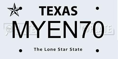 MYEN70 Texas License Plate