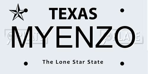 MYENZO Texas License Plate