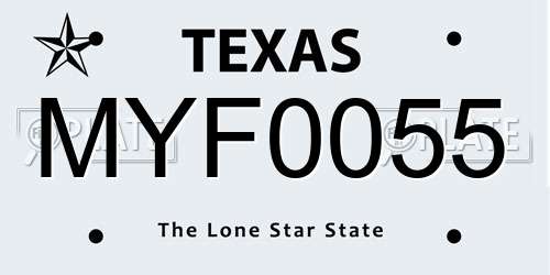 MYF0055 Texas License Plate
