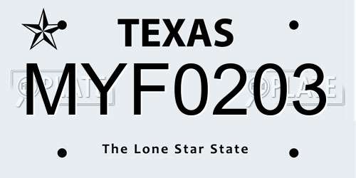 MYF0203 Texas License Plate