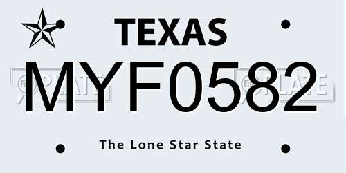 MYF0582 Texas License Plate