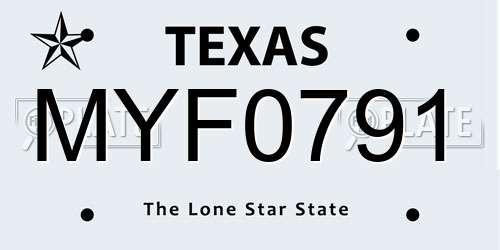 MYF0791 Texas License Plate