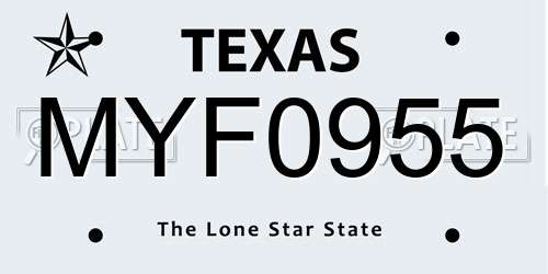 MYF0955 Texas License Plate