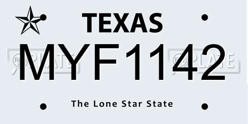 MYF1142 Texas License Plate
