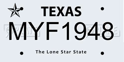 MYF1948 Texas License Plate