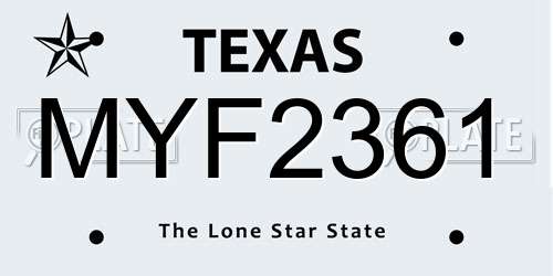 MYF2361 Texas License Plate