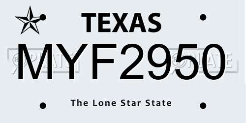 MYF2950 Texas License Plate
