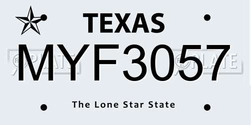 MYF3057 Texas License Plate