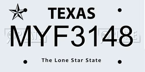MYF3148 Texas License Plate