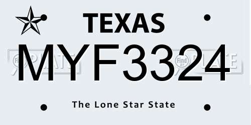 MYF3324 Texas License Plate