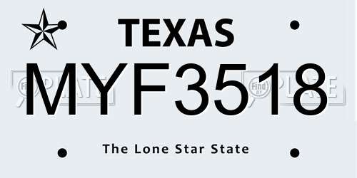 MYF3518 Texas License Plate