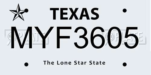 MYF3605 Texas License Plate