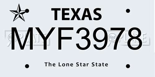MYF3978 Texas License Plate