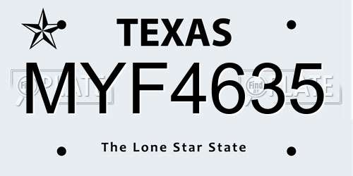 MYF4635 Texas License Plate