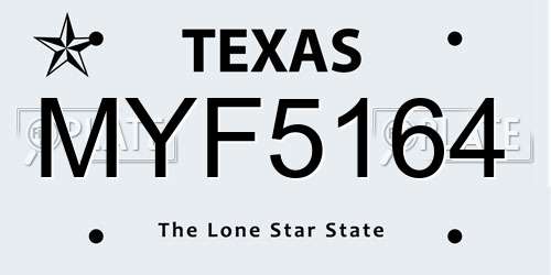 MYF5164 Texas License Plate