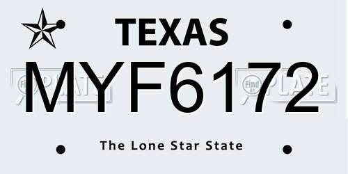 MYF6172 Texas License Plate