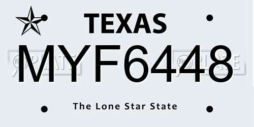 MYF6448 Texas License Plate