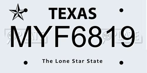 MYF6819 Texas License Plate