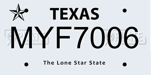 MYF7006 Texas License Plate
