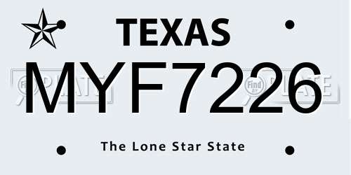 MYF7226 Texas License Plate