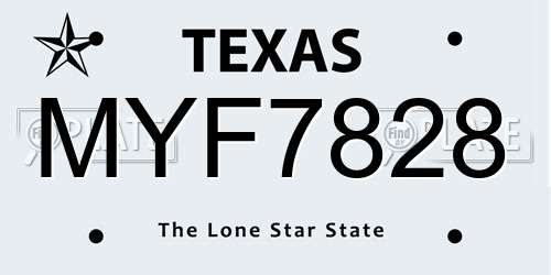 MYF7828 Texas License Plate