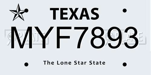MYF7893 Texas License Plate