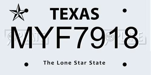 MYF7918 Texas License Plate
