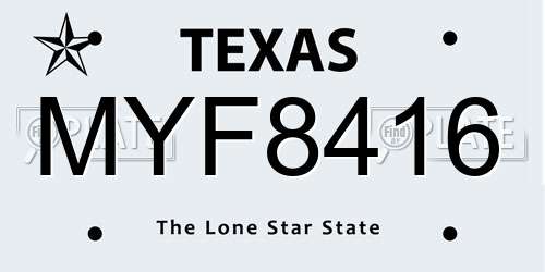 MYF8416 Texas License Plate