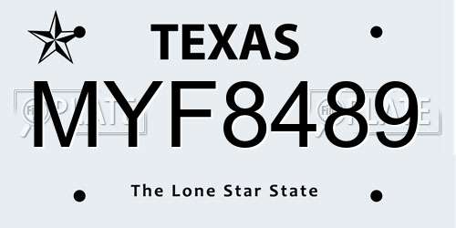MYF8489 Texas License Plate