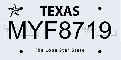 MYF8719 Texas License Plate