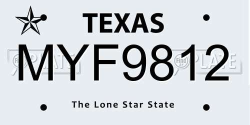 MYF9812 Texas License Plate