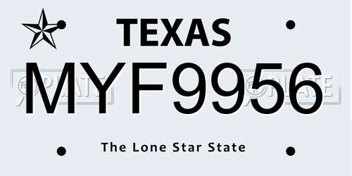 MYF9956 Texas License Plate
